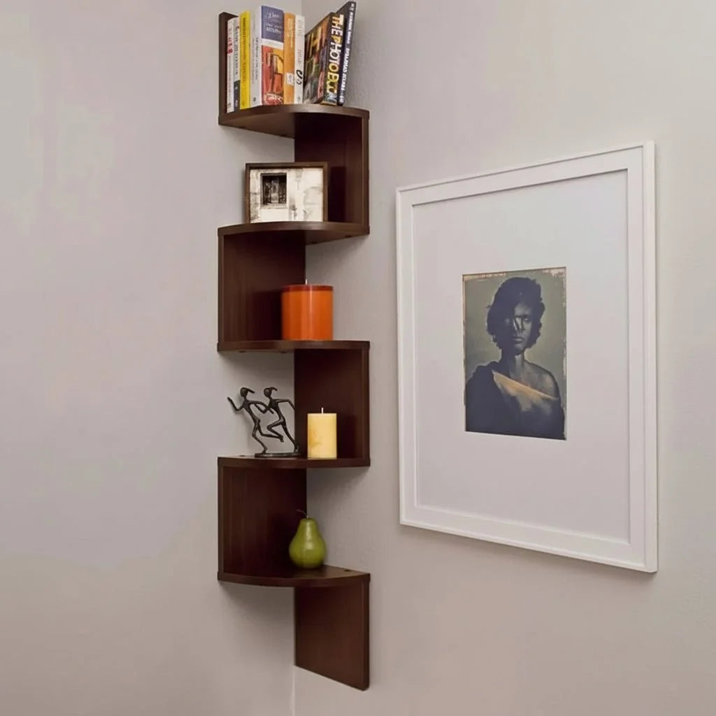 Corner Wall Shelf Multi-Tier Lacquered MDF