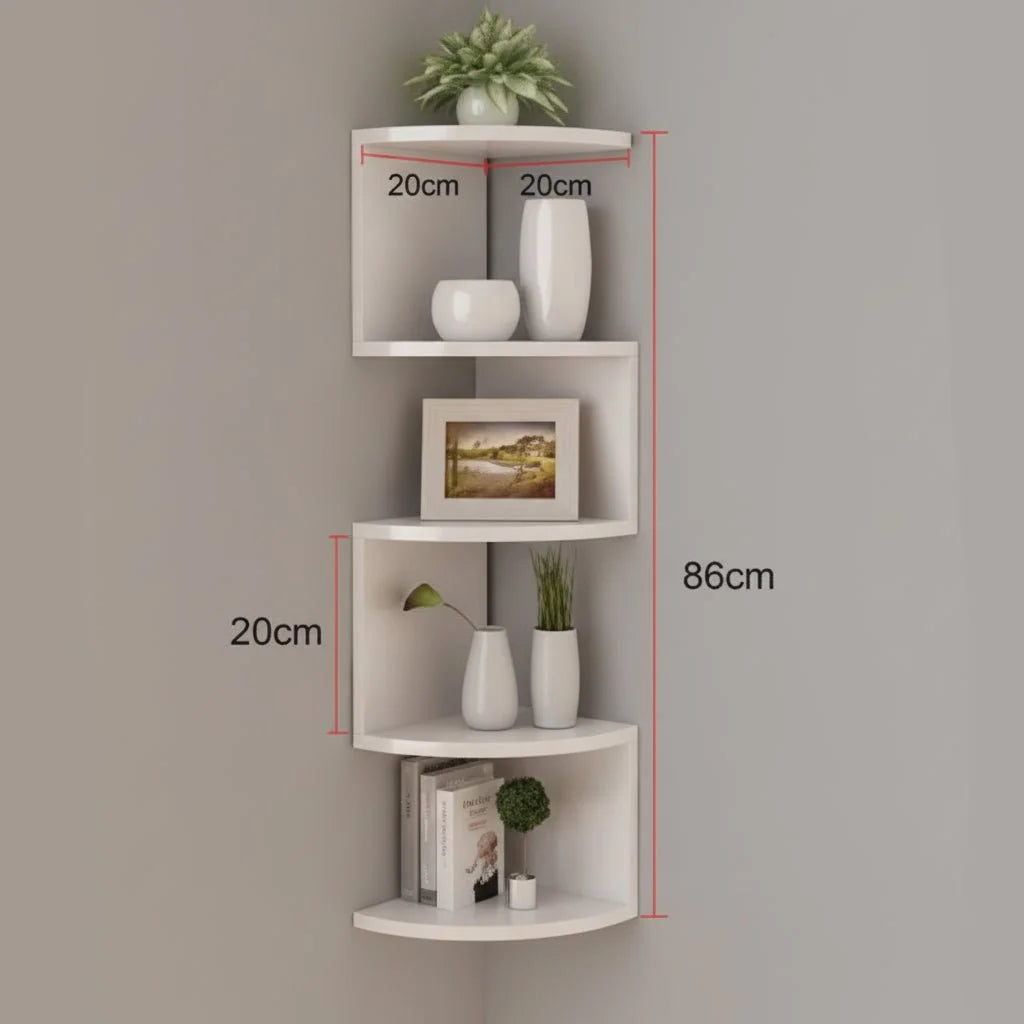 Corner Wall Shelf Multi-Tier Lacquered MDF