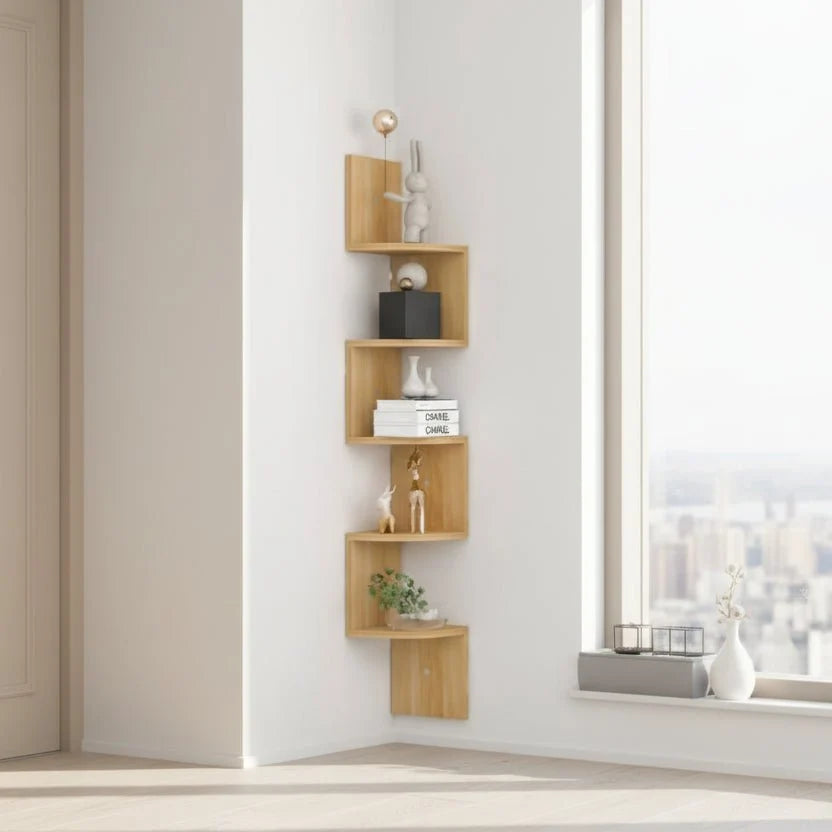 Corner Wall Shelf Multi-Tier Lacquered MDF