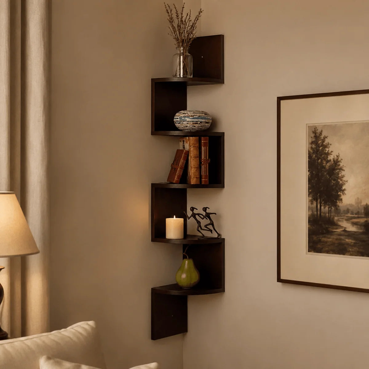 Corner Wall Shelf Multi-Tiered Space-Saving MDF