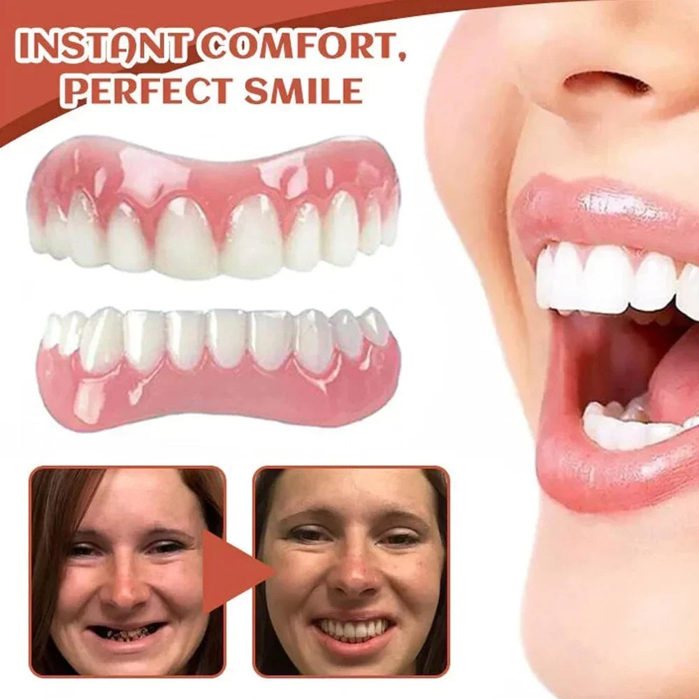 Cosmetic Denture Set Flexible Silicone Reusable Upper & Lower Fit