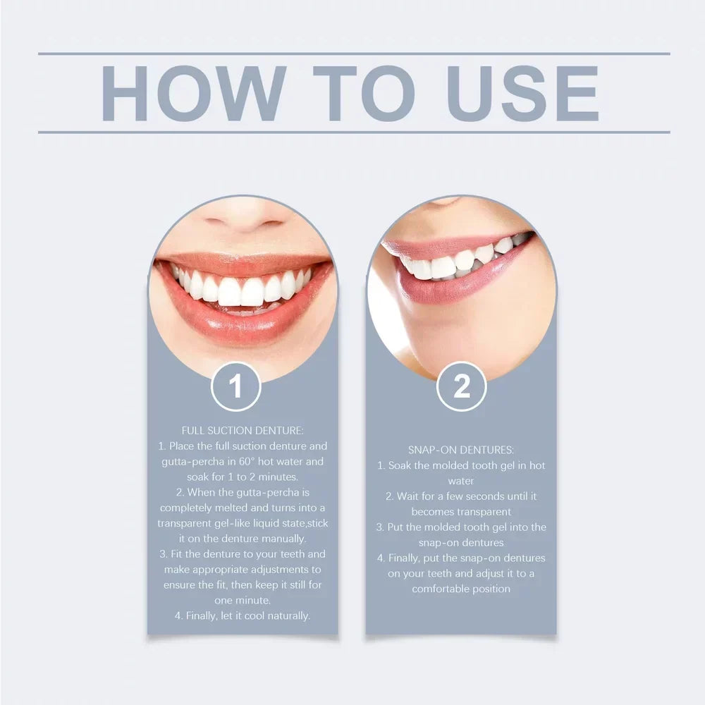 Cosmetic Denture Set Flexible Silicone Reusable Upper & Lower Fit