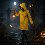 Cosplay Costume Jacket Yellow Hooded Front Zipper