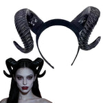 Costume Accessory Set Feathered Horn Headband & Lace Choker