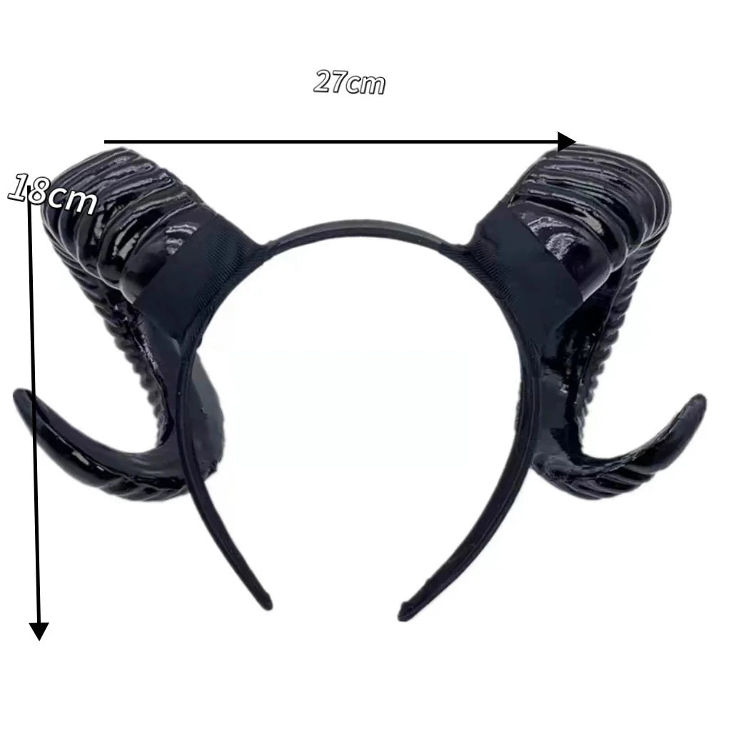 Costume Accessory Set Feathered Horn Headband & Lace Choker