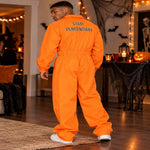 Costume Jumpsuit Orange Chest Print Front Closure