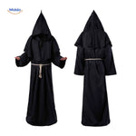 Costume Robe Hooded Floor-Length Adjustable Rope Belt