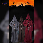Costume Robe Hooded Floor-Length Adjustable Rope Belt