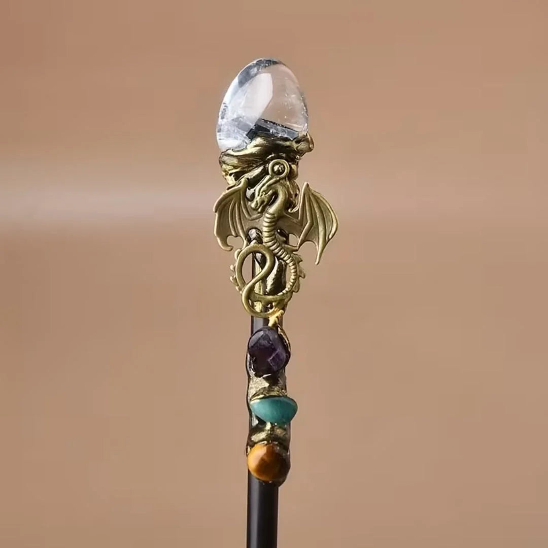 Costume Wand Clear Crystal Tip Decorative Finish