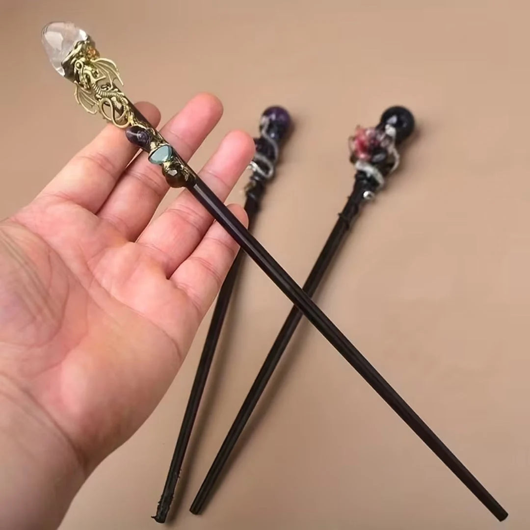 Costume Wand Clear Crystal Tip Decorative Finish