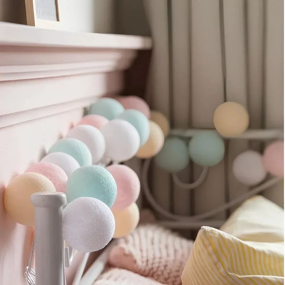 Cotton Ball LED String Lights USB Or Battery Powered