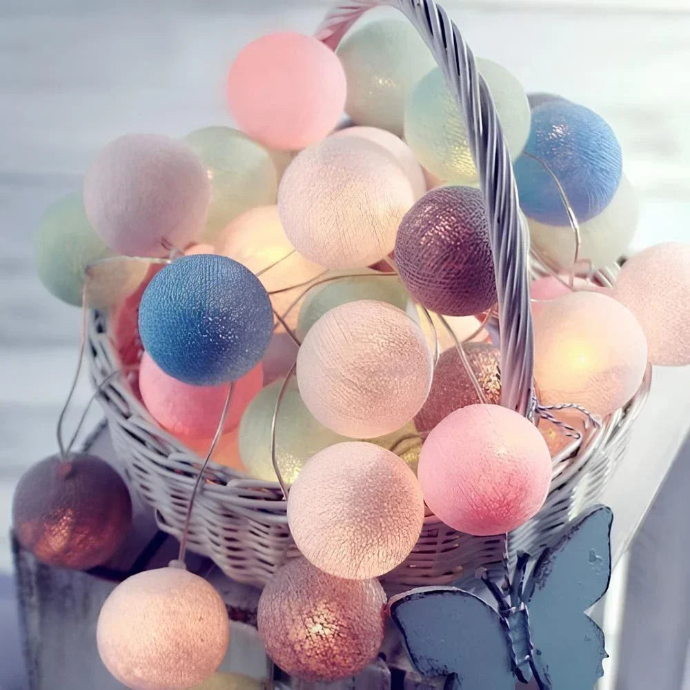 Cotton Ball LED String Lights USB Or Battery Powered