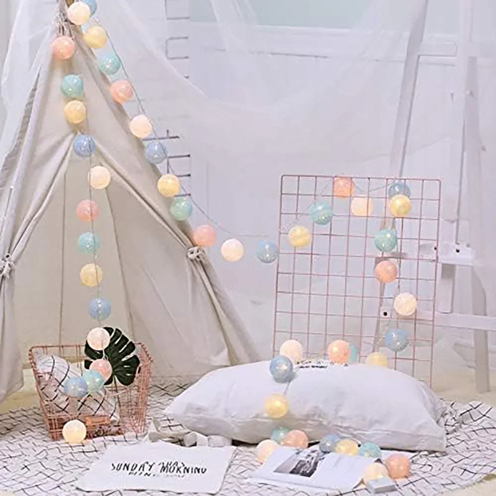 Cotton Ball LED String Lights USB Or Battery Powered