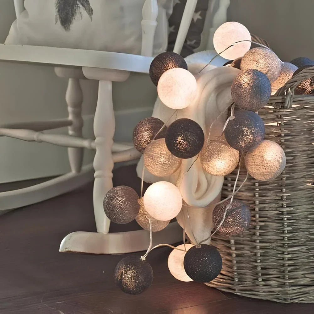 Cotton Ball LED String Lights USB Or Battery Powered
