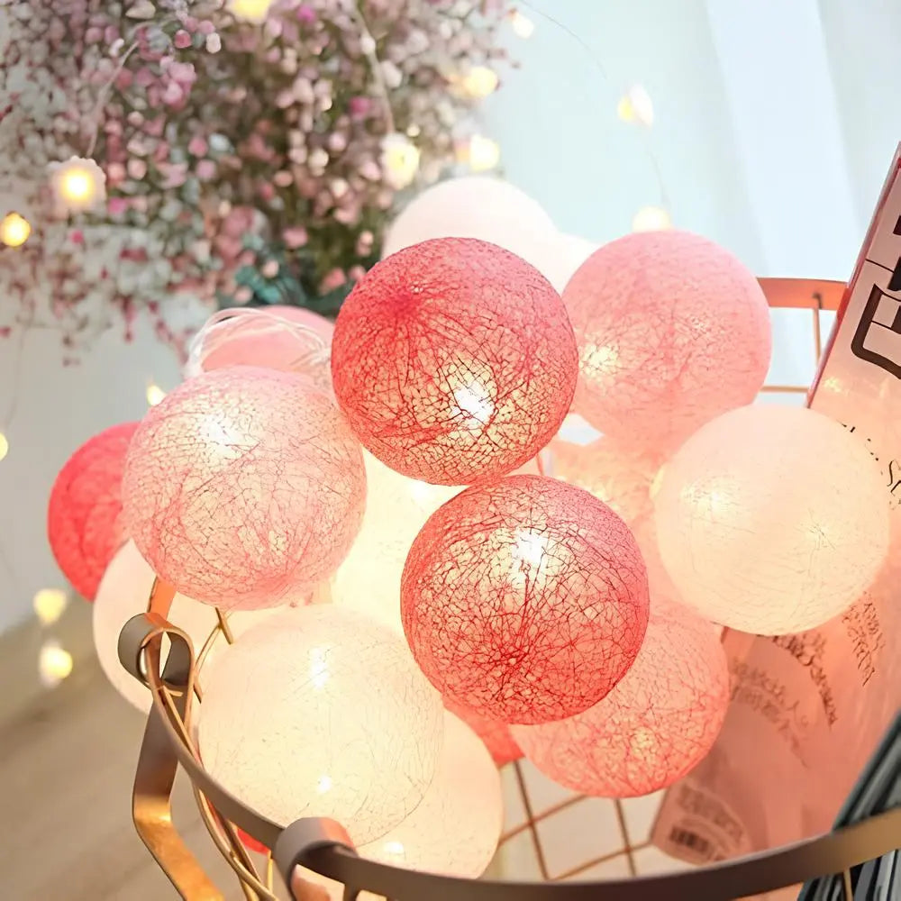 Cotton Ball LED String Lights USB Or Battery Powered