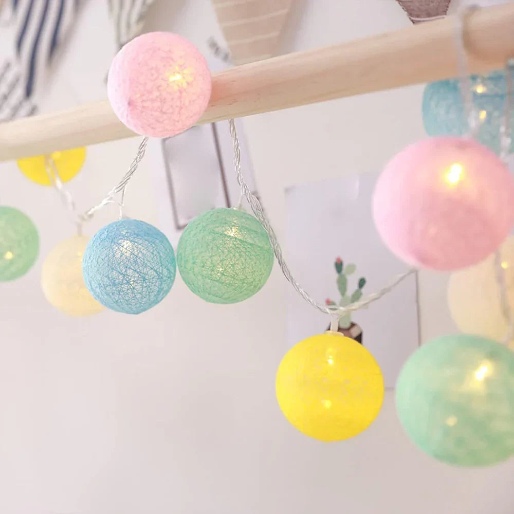 Cotton Ball LED String Lights USB Or Battery Powered