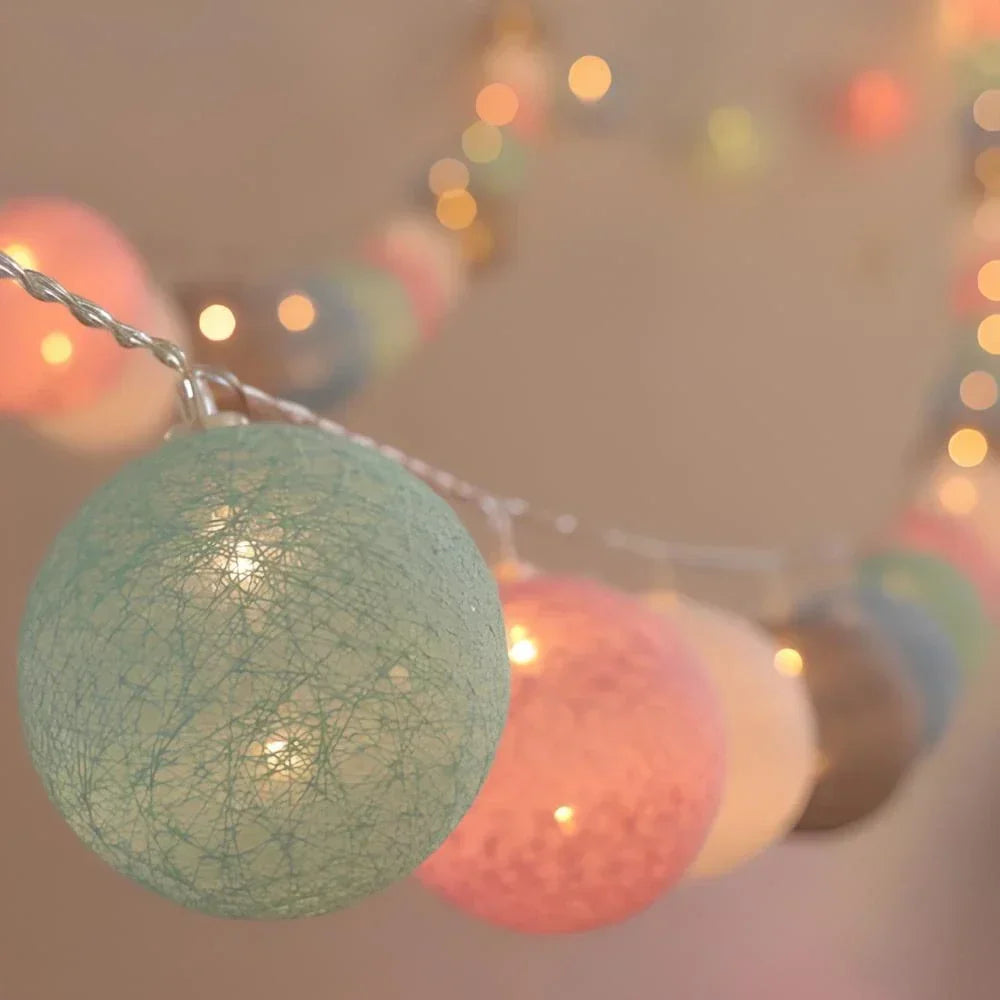 Cotton Ball LED String Lights USB Or Battery Powered