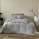Cotton Bedding Set Percale Ruffled Duvet Cover & Pillowcases