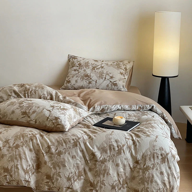 Cotton Bedding Set Reversible Floral 4-Piece