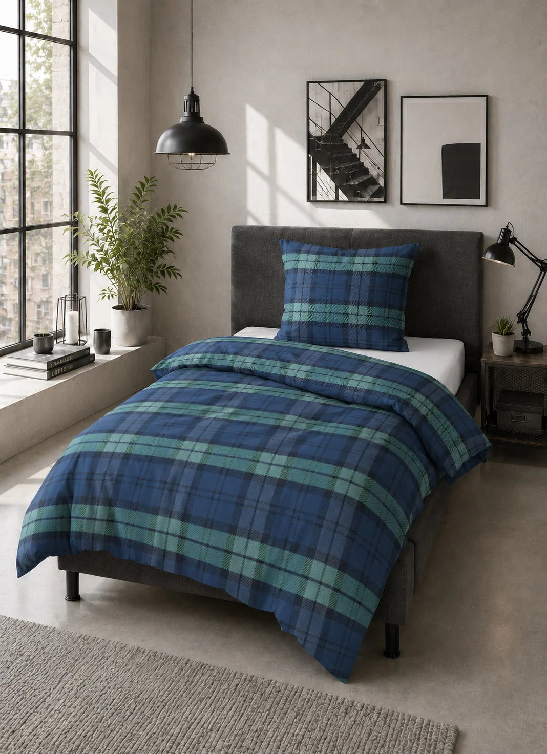 Cotton Flannel Bedding Brushed Both Sides Tartan Check