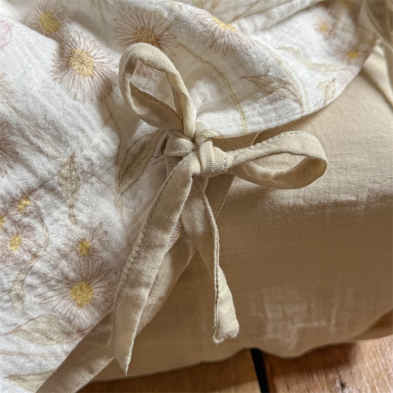 Cotton Gauze Bedding Set Floral Breathable Four-Piece