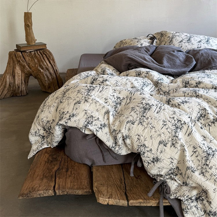 Cotton Gauze Bedding Set Floral Breathable Four-Piece