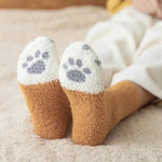 Cotton Socks Soft Feel Cat Paw Pattern One Size EU 35–42