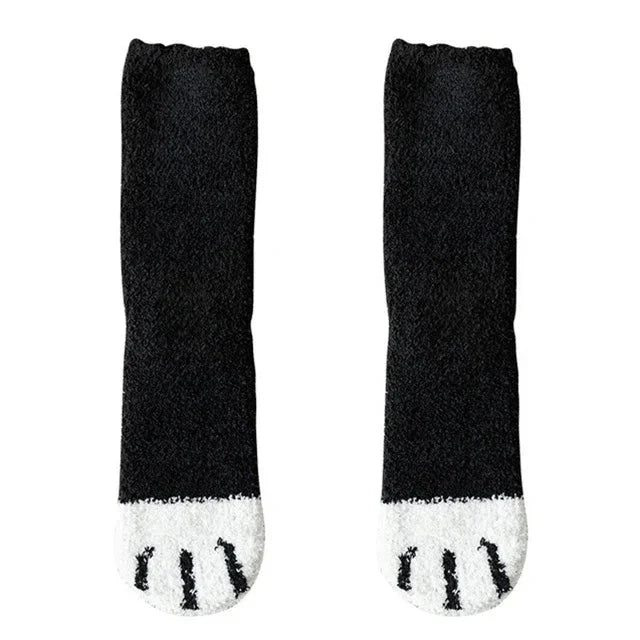 Cotton Socks Soft Feel Cat Paw Pattern One Size EU 35–42