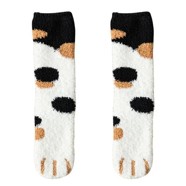 Cotton Socks Soft Feel Cat Paw Pattern One Size EU 35–42