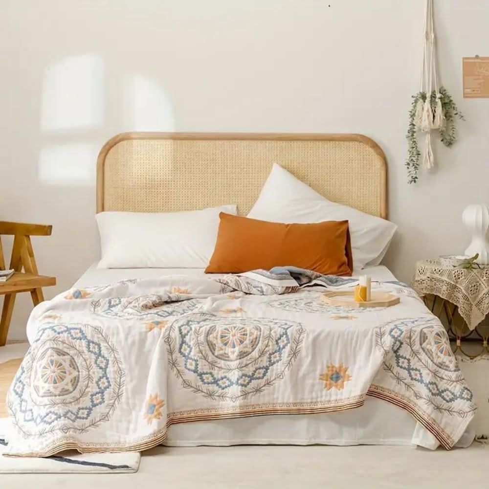 Cotton Throw Blanket Mandala Pattern Indoor & Outdoor Use