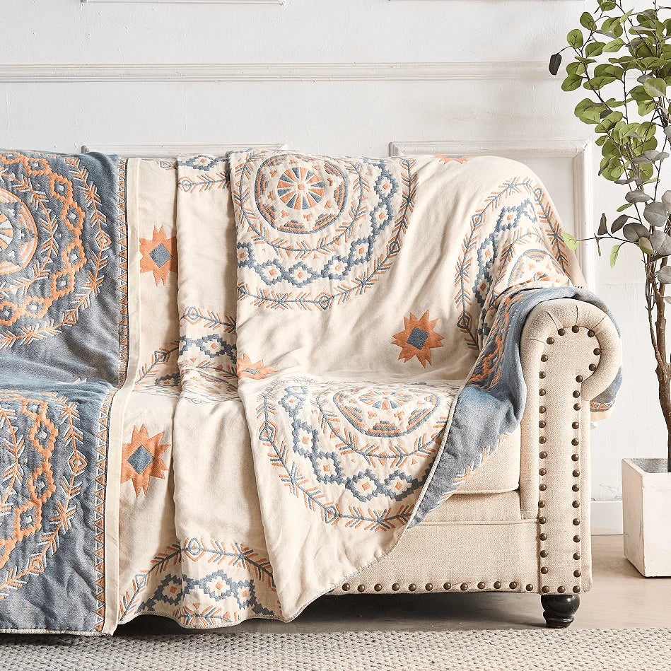 Cotton Throw Blanket Mandala Pattern Indoor & Outdoor Use