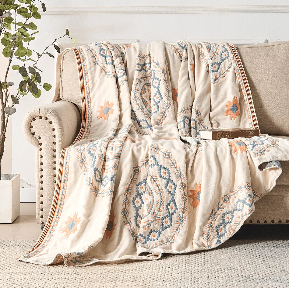 Cotton Throw Blanket Mandala Pattern Indoor & Outdoor Use