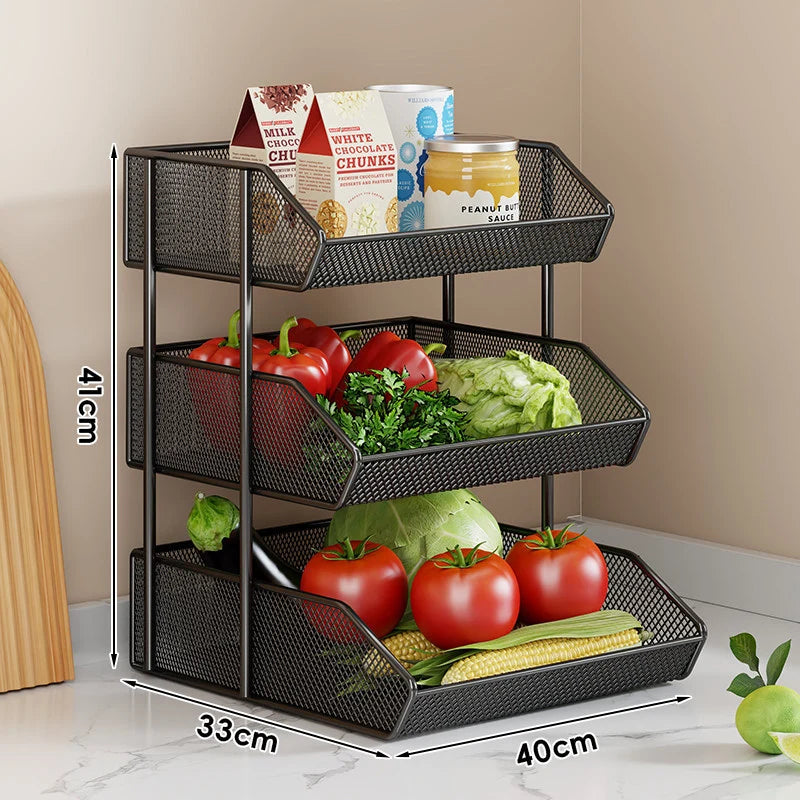 Countertop Fruit Organizer Metal Wire Space-Saving