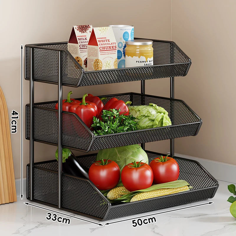 Countertop Fruit Organizer Metal Wire Space-Saving
