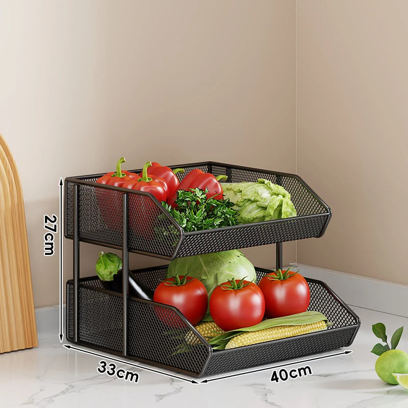 Countertop Fruit Organizer Metal Wire Space-Saving