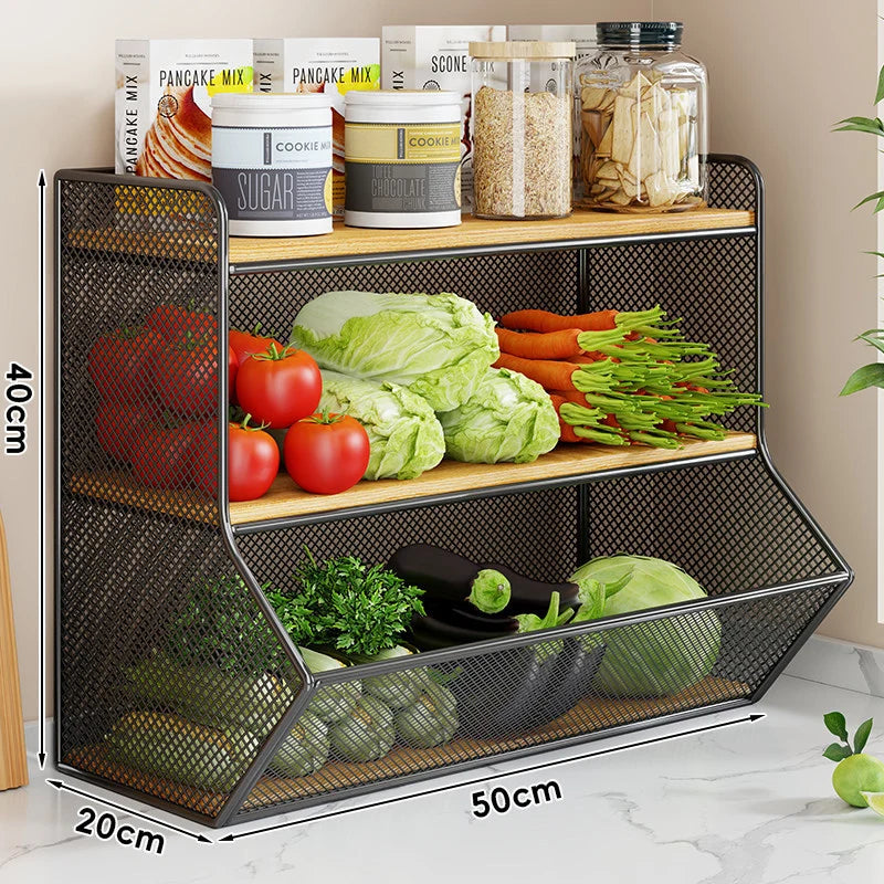 Countertop Fruit Organizer Metal Wire Space-Saving