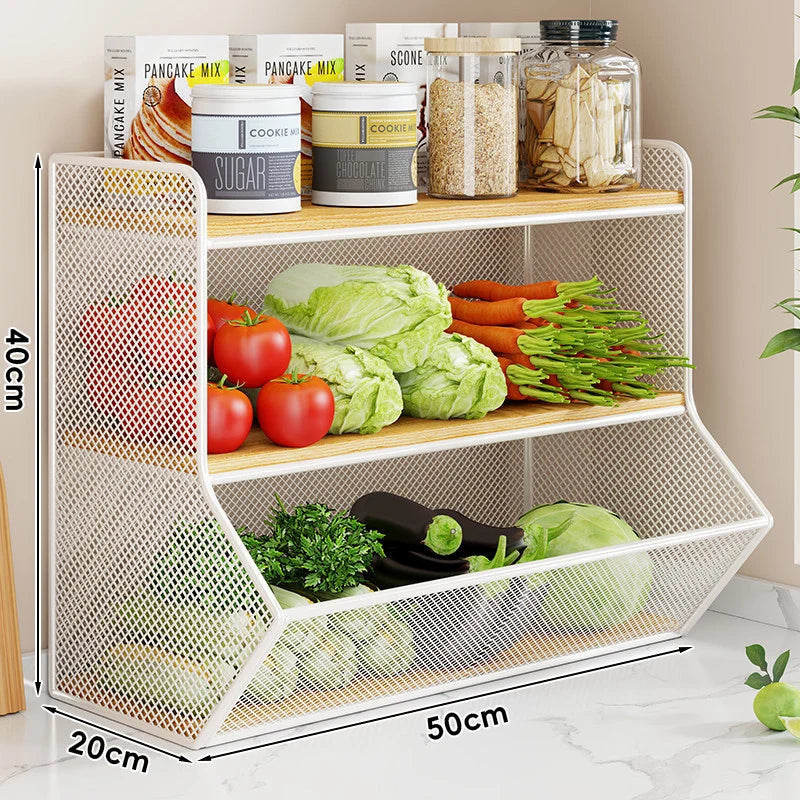 Countertop Fruit Organizer Metal Wire Space-Saving