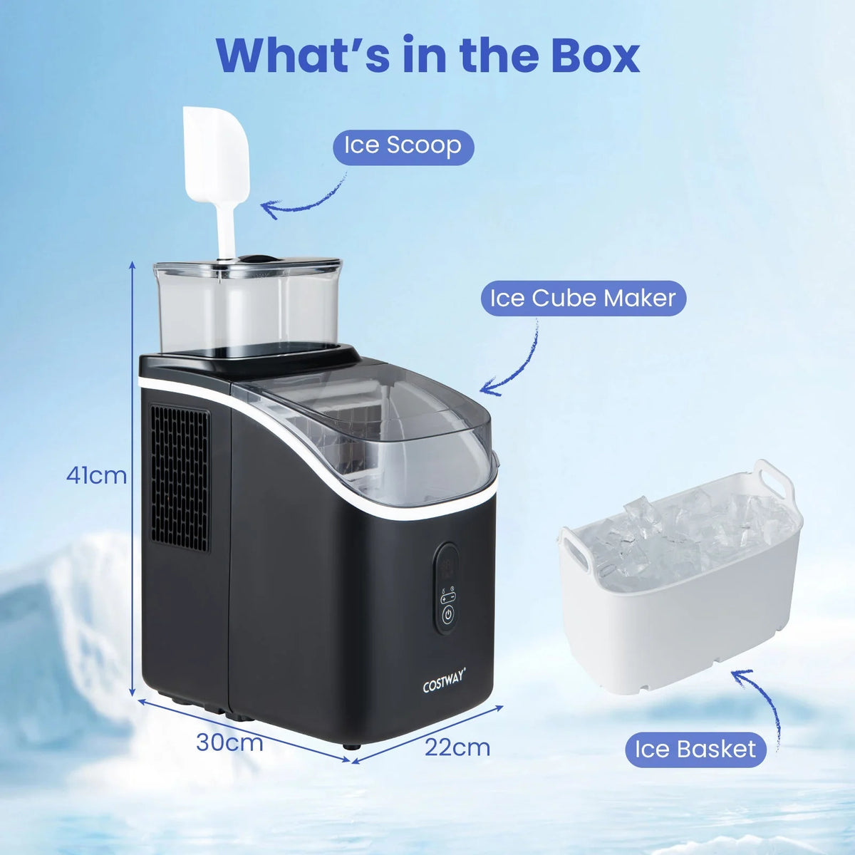 Countertop Ice Maker 13-Minute Cycles Self-Cleaning & Dual Fill