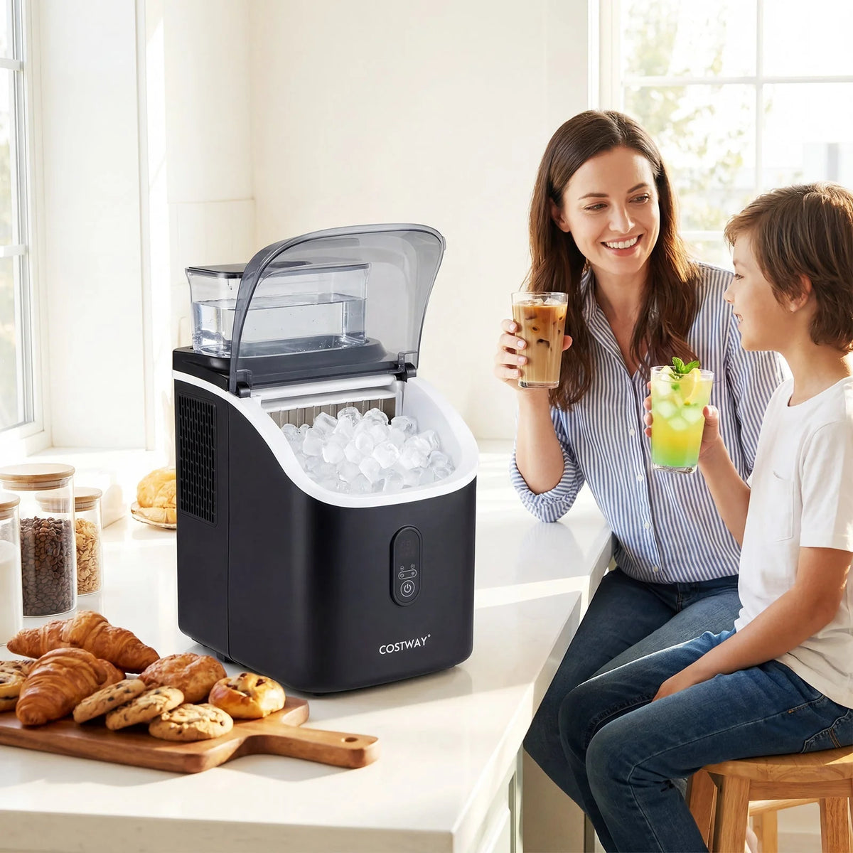 Countertop Ice Maker Self-Cleaning Quiet Adjustable Thickness