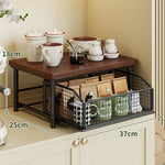 Countertop Organizer Wood Top Sliding Wire Basket