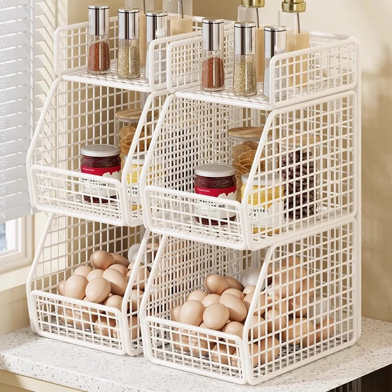 Countertop Pantry Organizer Coated Wire Multi-Tier Storage