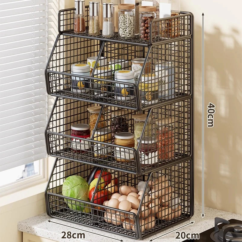 Countertop Pantry Organizer Coated Wire Multi-Tier Storage