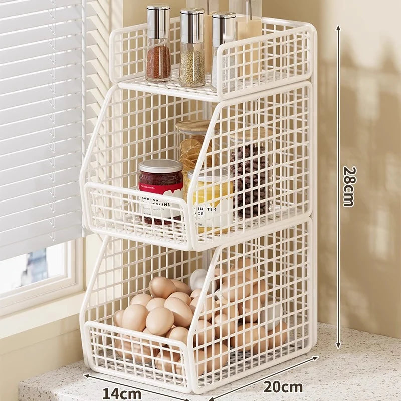 Countertop Pantry Organizer Coated Wire Multi-Tier Storage