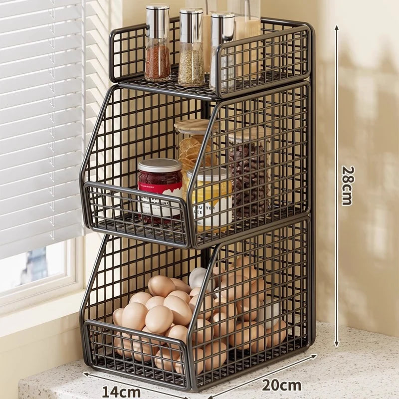 Countertop Pantry Organizer Coated Wire Multi-Tier Storage