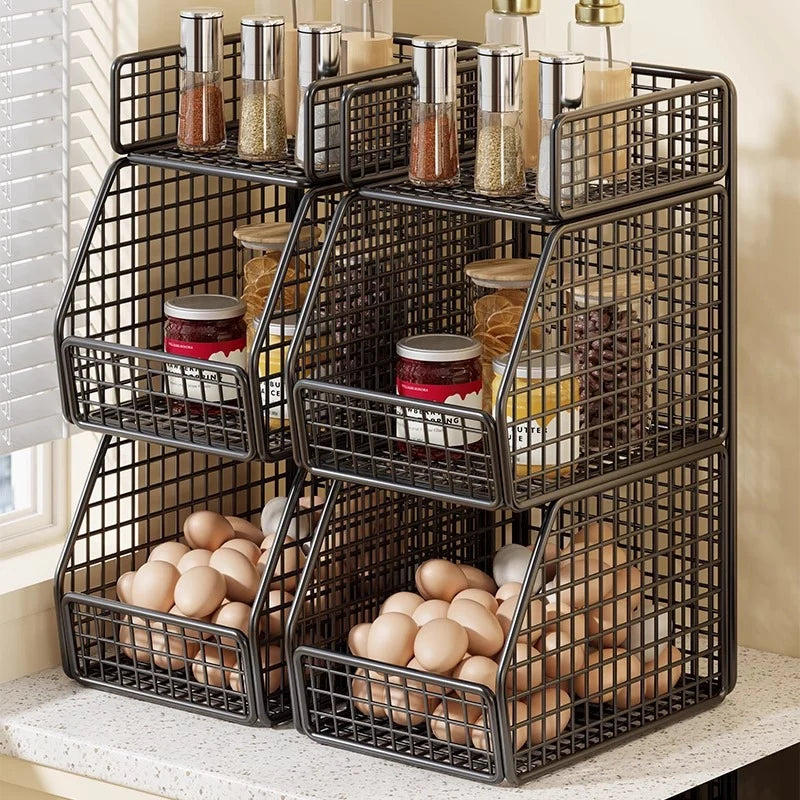 Countertop Pantry Organizer Coated Wire Multi-Tier Storage