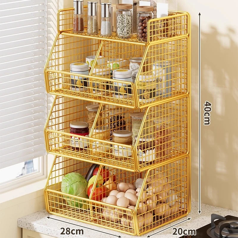 Countertop Pantry Organizer Coated Wire Multi-Tier Storage