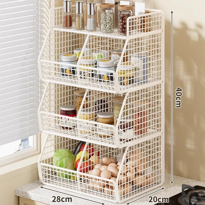 Countertop Pantry Organizer Coated Wire Multi-Tier Storage