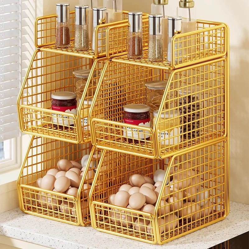 Countertop Pantry Organizer Coated Wire Multi-Tier Storage