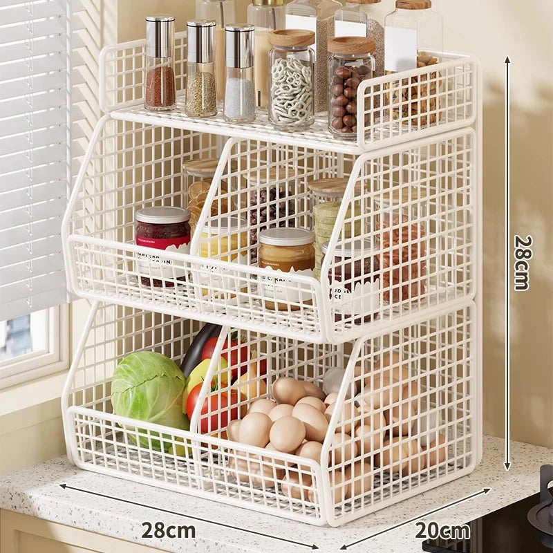 Countertop Pantry Organizer Coated Wire Multi-Tier Storage