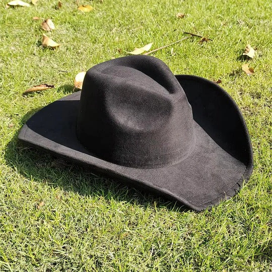 Cowboy Hat Faux Suede Wide Brim Structured Crown